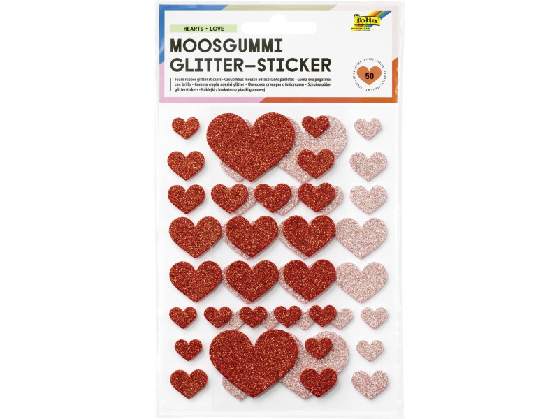 folia Sticker pailleté en caoutchouc mousse HEARTS LOVE
