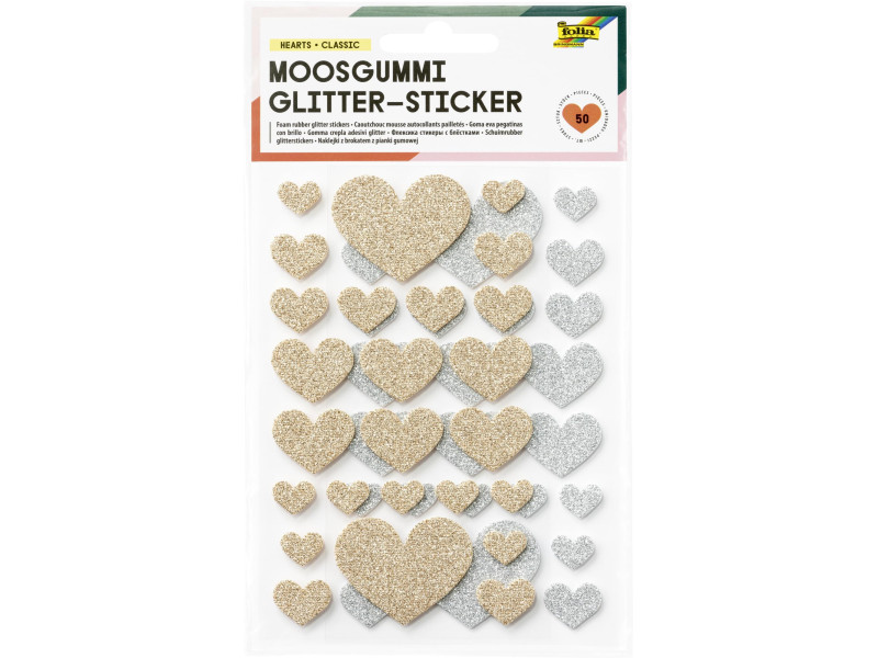 folia Sticker pailleté en caoutchouc mousse HEARTS CLASSIC