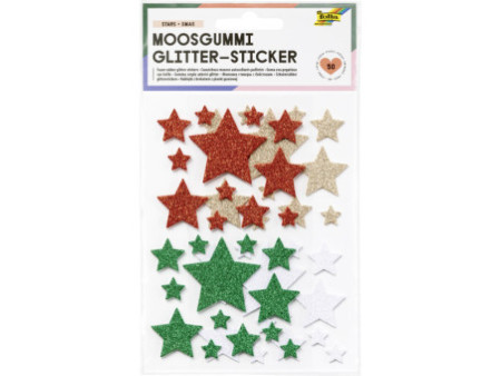folia Sticker pailleté en caoutchouc mousse STARS XMAS