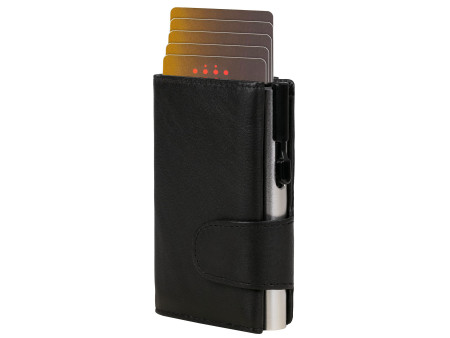 CLICKSAFE Porte-monnaie avec porte-cartes, cuir Nappa, noir/