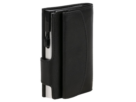 CLICKSAFE Porte-monnaie avec porte-cartes, cuir Nappa, noir/