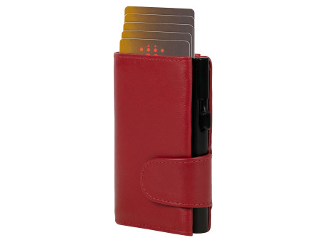 CLICKSAFE Porte-monnaie avec porte-cartes, cuir Nappa, rouge