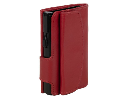 CLICKSAFE Porte-monnaie avec porte-cartes, cuir Nappa, rouge