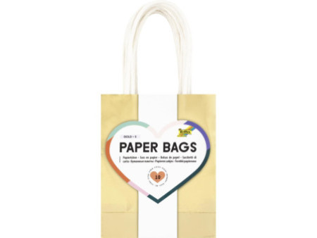 folia Sac en papier DORÉ SCINTILLANT, taille: S