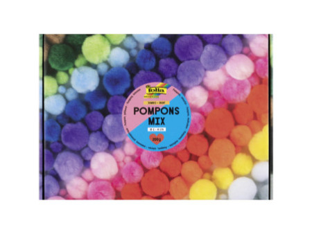 folia Mélange de pompons MULTICOLORE Jumbobox, 200g, assorti