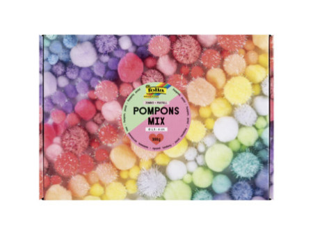 folia Mélange de pompons PASTEL Jumbobox, 300 g, assorti