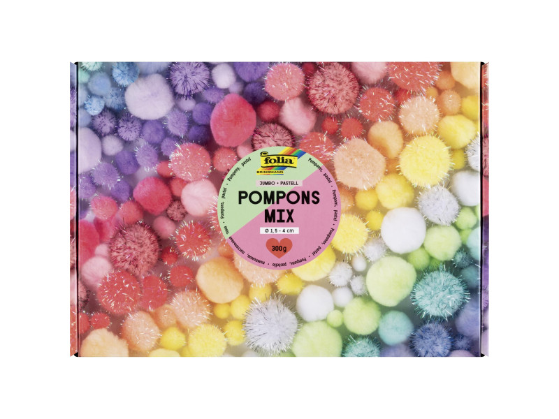 folia Mélange de pompons PASTEL Jumbobox, 300 g, assorti