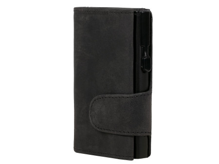 CLICKSAFE Porte-monnaie avec porte-cartes, cuir Hunter, noir
