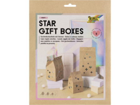folia Set de boîtes-cadeaux 'Star gift boxes', papier kraft