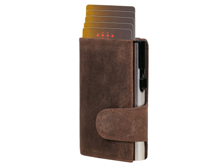CLICKSAFE Porte-monnaie avec porte-cartes, cuir Hunter, brun