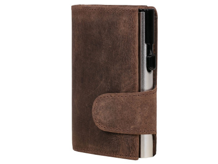 CLICKSAFE Porte-monnaie avec porte-cartes, cuir Hunter, brun