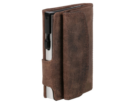 CLICKSAFE Porte-monnaie avec porte-cartes, cuir Hunter, brun