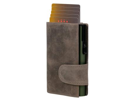 CLICKSAFE Porte-monnaie avec porte-cartes, cuir Hunter, gris