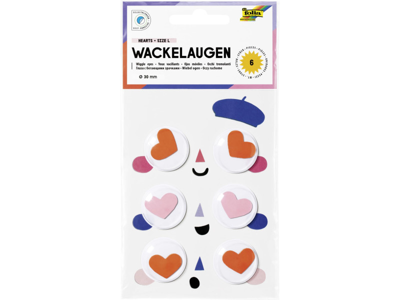 folia Oeil vacillant HEARTS, taille: L, autocollant