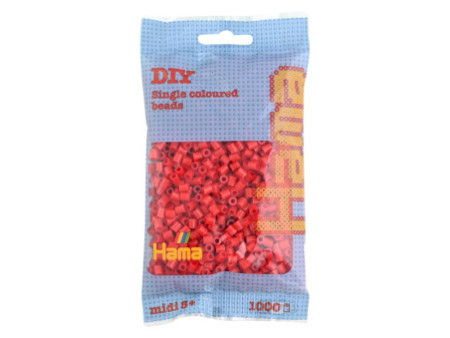 Hama Perles à repasser midi, dans un sachet, rouge