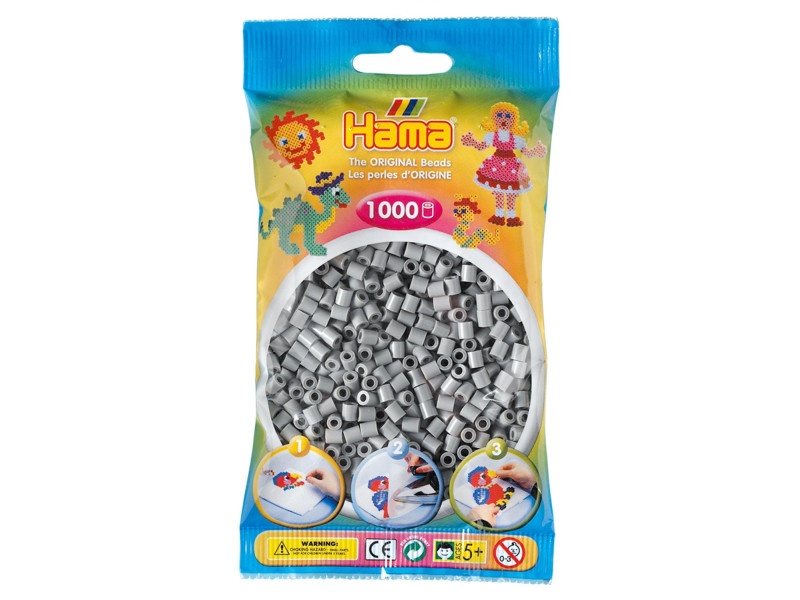Hama Perles à repasser midi, dans un sachet, gris