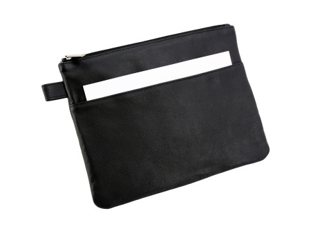 Alassio Sac de banque avec poche avant, cuir, noir