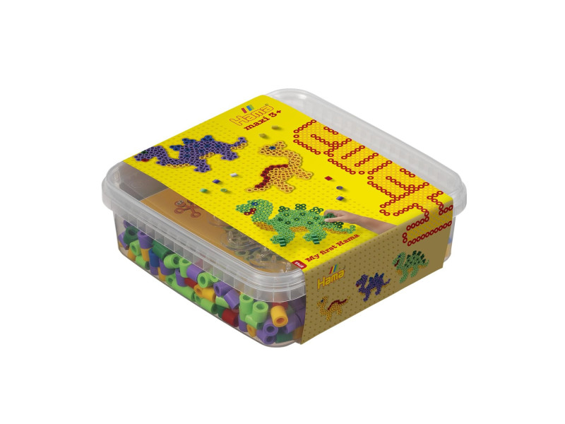 Hama Perles à repasser maxi + plaque 'dinosaure', en boîte