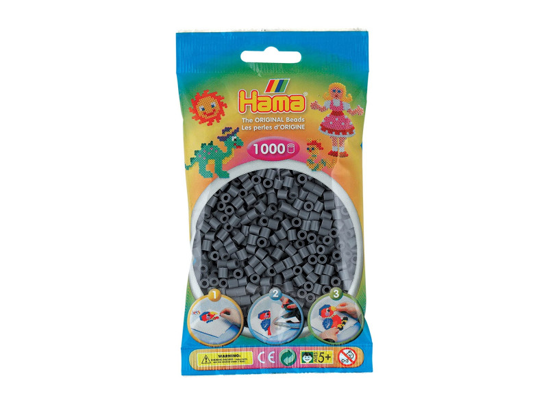 Hama Perles à repasser midi, dans un sachet, gris foncé
