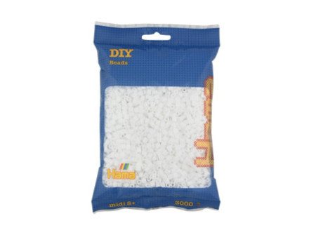 Hama Perles à repasser midi, sachet, 3000 pièces, blanc