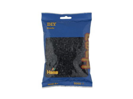 Hama Perles à repasser midi, sachet, 3000 pièces, noir
