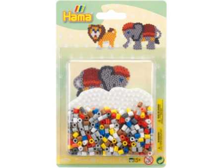 Hama Perles à repasser midi 'Eléphant/lion', sous blister