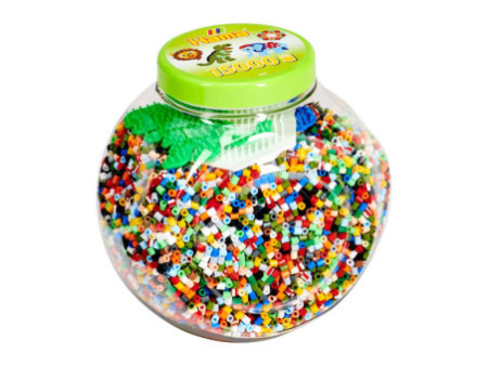 HAMA Perles à repasser midi + plaques à picots,pot plastique