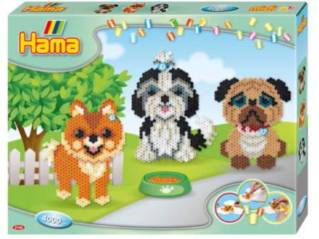HAMA Perles à repasser midi 'Les copains chiens', coffret