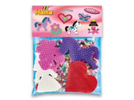HAMA Perles à repasser midi + plaques à picots 'Fille'