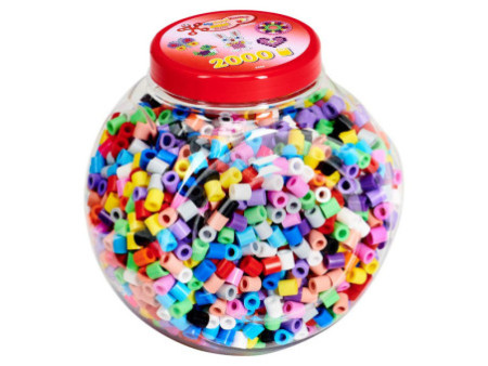 HAMA Perles à repasser maxi, pot plastique, couvercle bleu