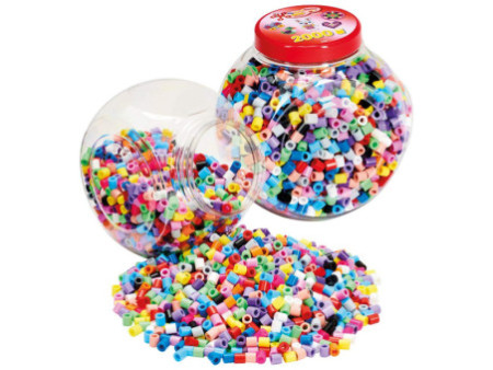 HAMA Perles à repasser maxi, pot plastique, couvercle bleu