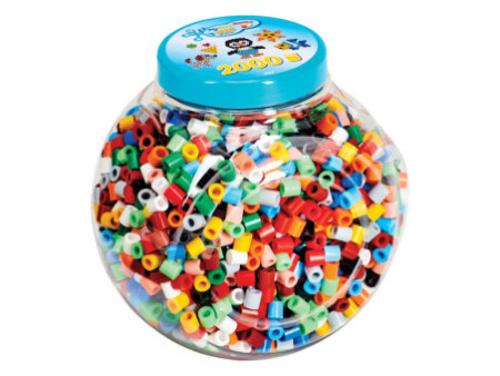 HAMA Perles à repasser maxi, pot plastique, couvercle rouge