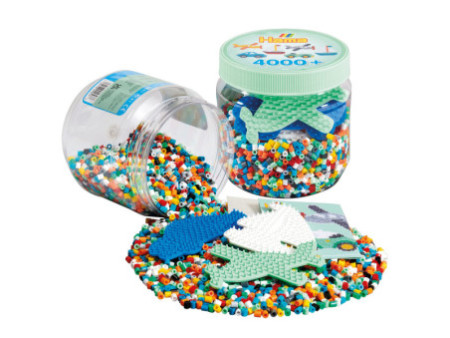 Hama Perles à repasser midi + plaque à picots, pot plastique