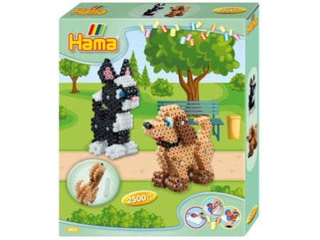 Hama Perles à repasser midi 3D 'Chien & chat', boîte cadeau