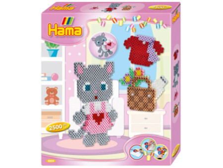 Hama Perles à repasser midi 'Chat habillé', boîte cadeau