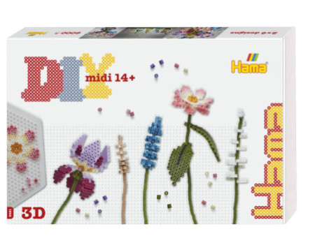 Hama Perles à repasser midi Art 'Bouquet de fleurs', coffret