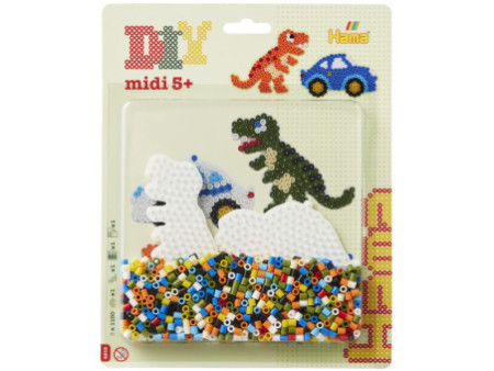 Hama Perles à repasser midi 'Voiture/dinosaure', en blister