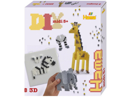 Hama Perles à repasser midi 'Safari', coffret cadeau, 3D