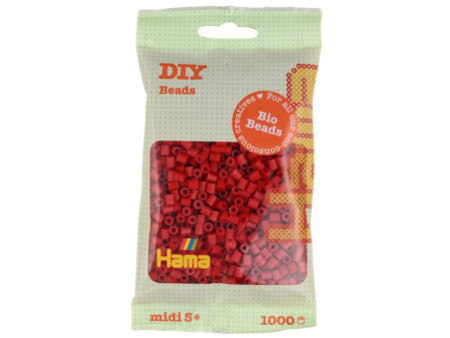 Hama Perles à repasser Bio midi, sachet, rouge moyen