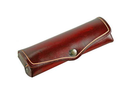 MIKA Etui à lunettes, petit, cuir, bouton-pression, rouge