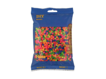 HAMA Perles à repasser midi 'Mix Fluo', sachet de 3.000