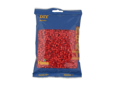 HAMA Perles à repasser midi, sachet de 3.000, rouge
