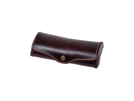 MIKA Etui à lunettes, petit, cuir, bouton-pression, bleu