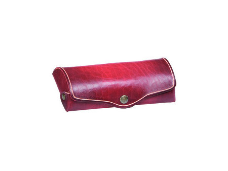 MIKA Etui à lunettes, petit, cuir, bouton-pression, bleu