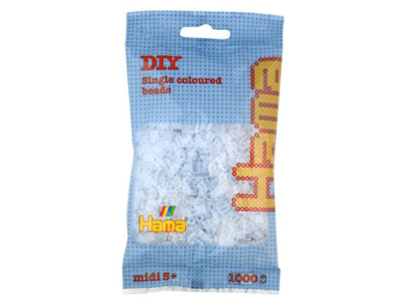HAMA Perles à repasser midi, en sachet, blanc transparent
