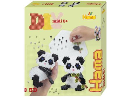 Hama Perles à repasser midi 3D 'Panda', coffret cadeau