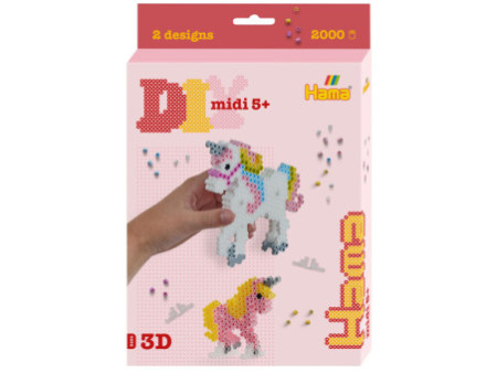 Hama Perles à repasser midi 3D 'Licornes', coffret cadeau