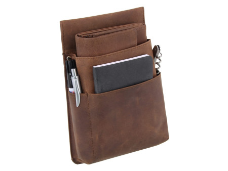 Alassio Portefeuille de serveur, en cuir velours, brun