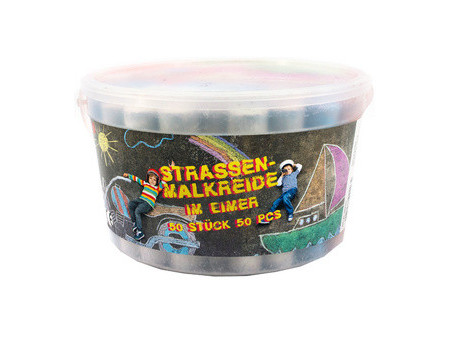 JAMASIA Craie de trottoir avec paillettes, seau de 50