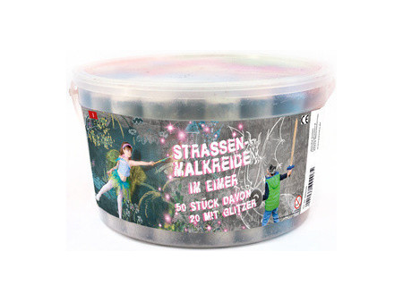 JAMASIA Craie de trottoir avec paillettes, seau de 50